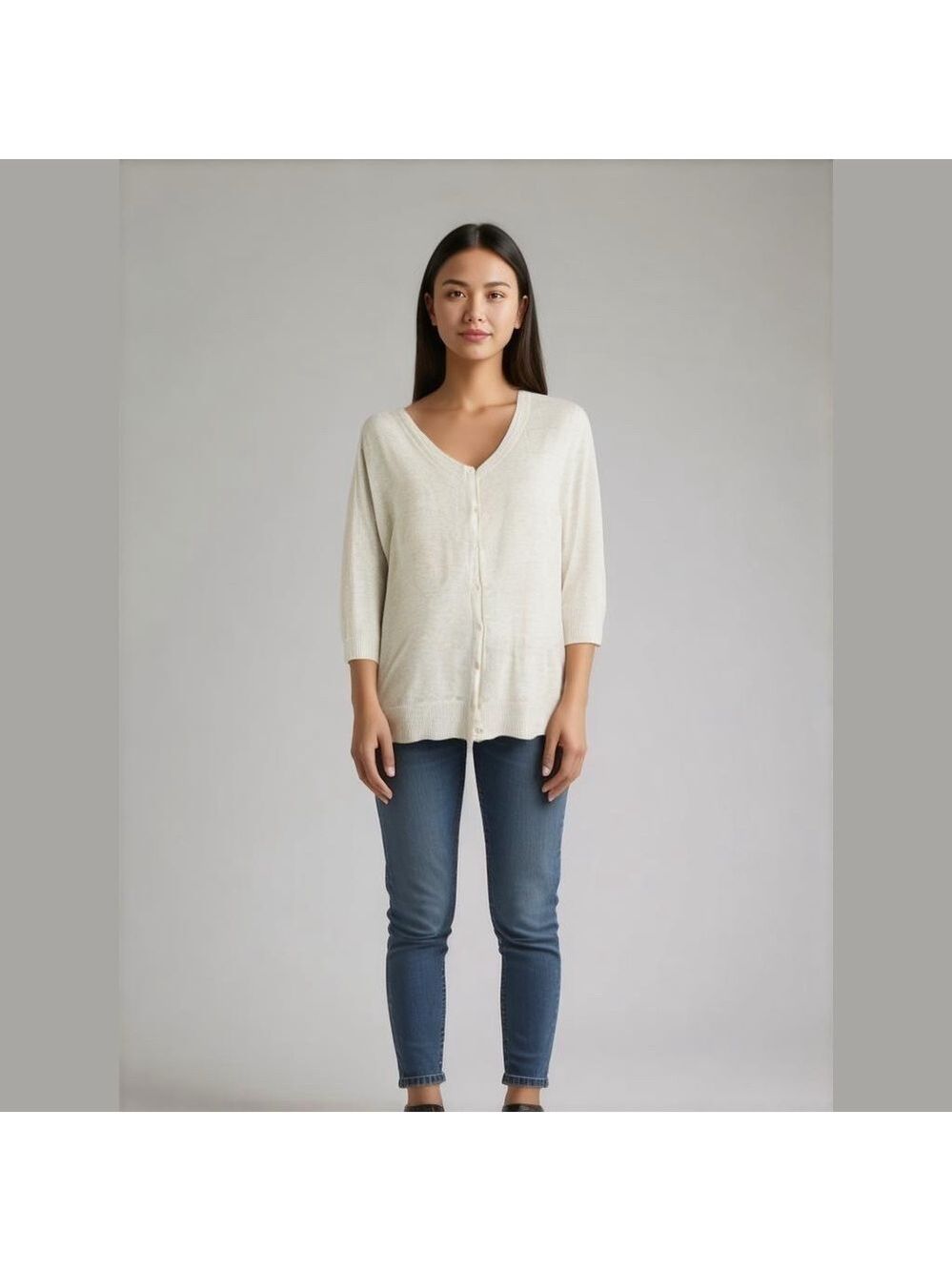 GAP Cotton Cashmere  Cardigan Oversized Lightweight Minimalist Chic Cream Size L